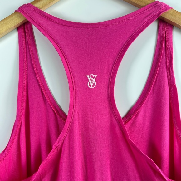 Victorias Secret Hot Pink Cotton Maxi Dress Side Slit Sleep Lounge/Coverup Large - Picture 7 of 13